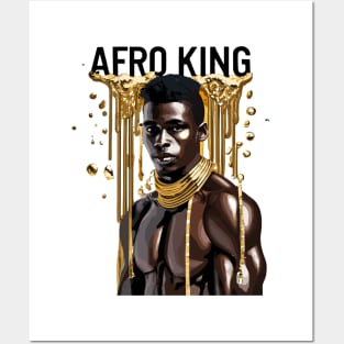 Afro King Drippin' Gold Posters and Art